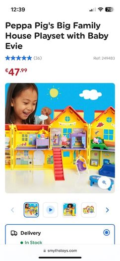 Peppa Pig's Big Family House Playset with Baby Evie like new