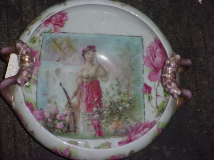 antique hand painted bowl signed
