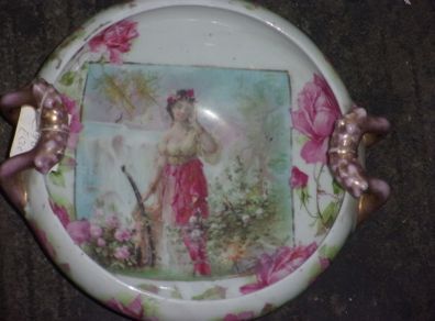 antique hand painted bowl signed