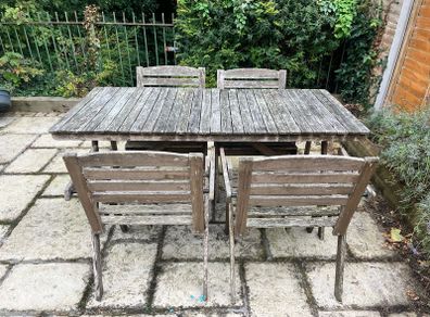 Garden table and chairs. Wooden set from ikea with 4 arm chairs and one table