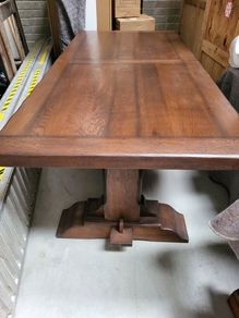 Solid Wooden Table & 8 Real Leather Brown Chairs for Sale