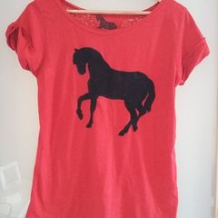 Brand New. Red "Horse" Tee Shirt