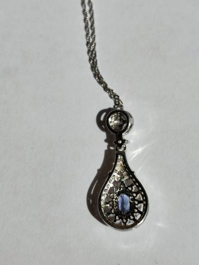 Silver Pendant with Blue Stone