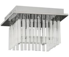 Modern Raindrop K9 Crystal Chandelier, Flush Mount Ceiling Light Fixture, Square Pendant Lamp, 4 G9 Bulbs Required, 32W x 20H cm, for Living Room, Bedroom, Study Room, Silver