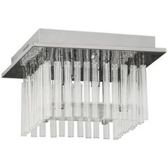 Modern Raindrop K9 Crystal Chandelier, Flush Mount Ceiling Light Fixture, Square Pendant Lamp, 4 G9 Bulbs Required, 32W x 20H cm, for Living Room, Bedroom, Study Room, Silver