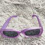 Purple Rectangle Sunglasses with Black Lenses Image 4