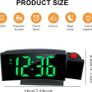 Projection Alarm Clock, Digital Clocks Bedside with Temperature Date, Adjustable Brightness, Snooze, LED Curved Screen Clocks for Bedrooms Office Home Desktop Image 2