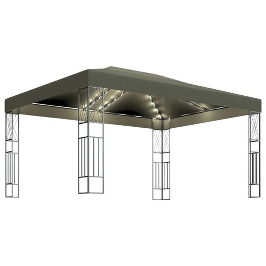 Gazebo with String Lights 3x4 m Taupe Fabric