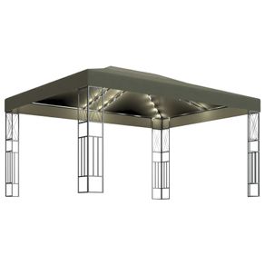 Gazebo with String Lights 3x4 m Taupe Fabric