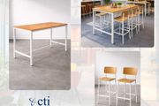 High Table &amp; 8 High Chairs - Grade A