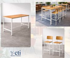 High Table & 8 High Chairs - Grade A