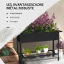 Raised Garden Planter on Legs dim. 109L x 39l x 80H cm Shelf 2 Wheels + Irrigation Insert Metal Black Image 4