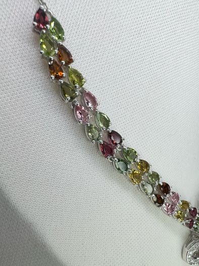 Silver Multi Tourmaline & Zircon Butterfly Lariat