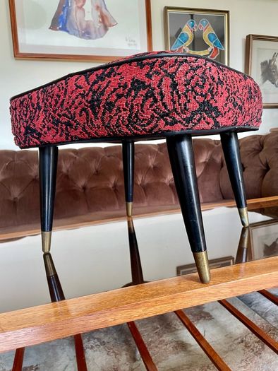 Vintage Rare Mid Century Sherborne Style Footstool with Atomic Legs 1960s