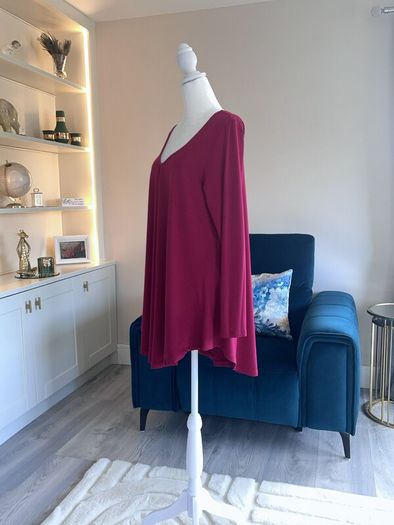 Ladies Long Sleeved Raspberry Pink Top from Basic Mat. Size UK 20-22 / EU 48-50