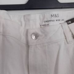 m&s womens.wide leg white cropped jeams size 18