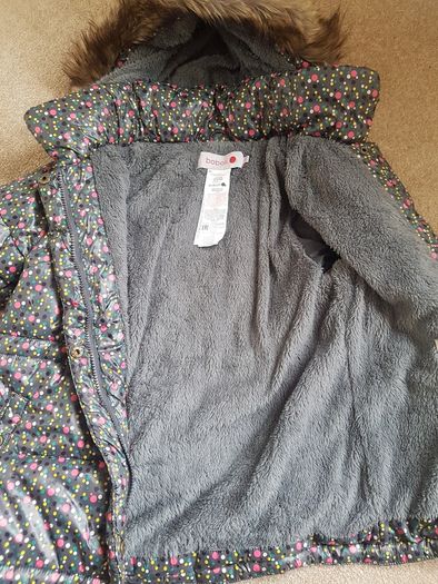 Girls Spotty Fur lined Coat - as New