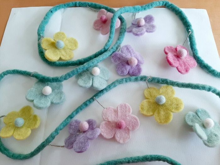 Felted wool flower garland