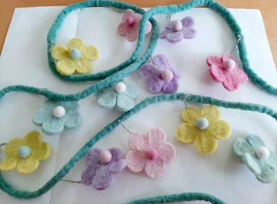 Felted wool flower garland