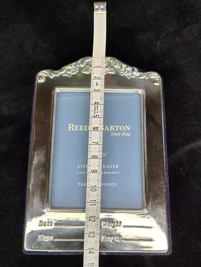 Reed & Barton Sterling Silver Baby Record Picture Frame Boxed 2.5 x 3.5