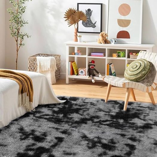 MULTIPLE SIZES/COLOURS AVAILABLE Homeware Rugs Living Room - Grey Area Rugs for Bedroom Anti Slip - Modern Super Soft Thick Pile Small Fluffy Shaggy Rug Non Shedding, 50cm x 80 cm