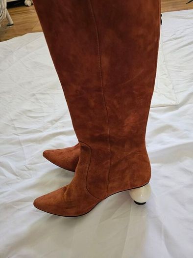 Mother Of Pearl Suede Style Knee High Brown Boots