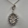 Sterling Silver 925 Cubic Zirconia Cluster Oval Pendant Necklace 4.9g Image 4