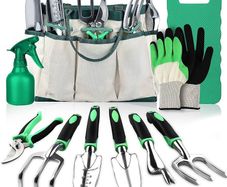 Gardening Hand Tool Gift Kit Gardening Gifts for Women & Men 10 Piece Heavy Duty Garden Tool Sets Garden Tools Bag for Women & Men Easy Storage