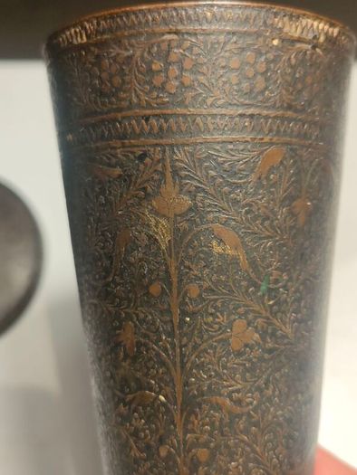 A Pair of British Raj Niello Bronze/Brass Vases