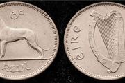 [#714] - Ireland 1966 | 6 Pence | Wolfhound | KM.13a | UNC
