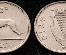 [#714] - Ireland 1966 | 6 Pence | Wolfhound | KM.13a | UNC