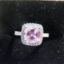Vintage Solid Sterling Silver 925 and DQCZ Pink Halo Ring Size L1/2 - 3,43g Image 7