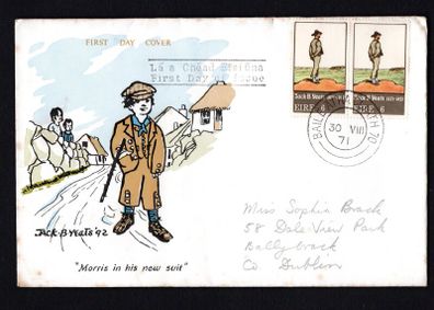 1971 Ireland Pair Contemporary Irish Art (Jack B Years) Commemorative Harp Cover Club First Day Cover (FDC)
