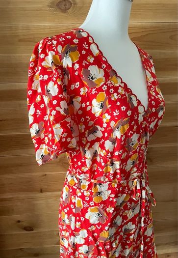 dress mini & Other Stories Printed Scallop Wrap Mini Dress Women's Red Floral size 10