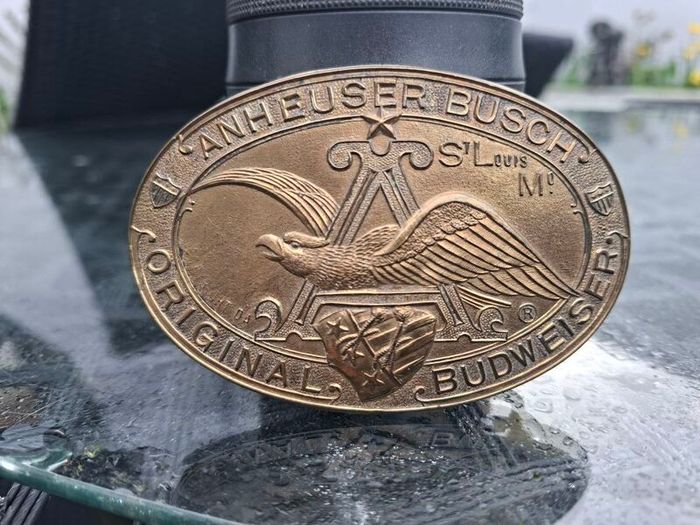 Vintage BUDWEISER Brass Belt Buckle