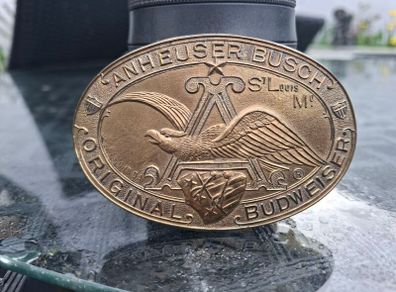 Vintage BUDWEISER Brass Belt Buckle