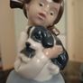 Vintage Nao by Lladro. Girl holding Sleepy Puppy. 1987.  #1029 Image 5