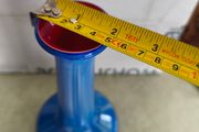 Vintage Murano Moretti Style Glass Cased Blue Vase Over red And White Swirl