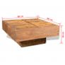 Coffee Table Brown Square Solid Mango Wood Image 7