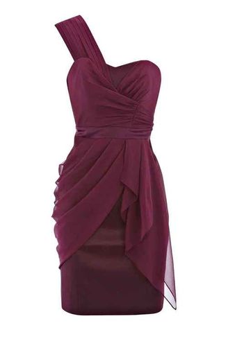 Karen Millen Aubergine Draped One Shoulder Dress
