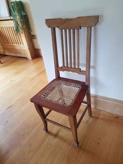 Antique Vintage Chair with Rattan Woven Seat Pad