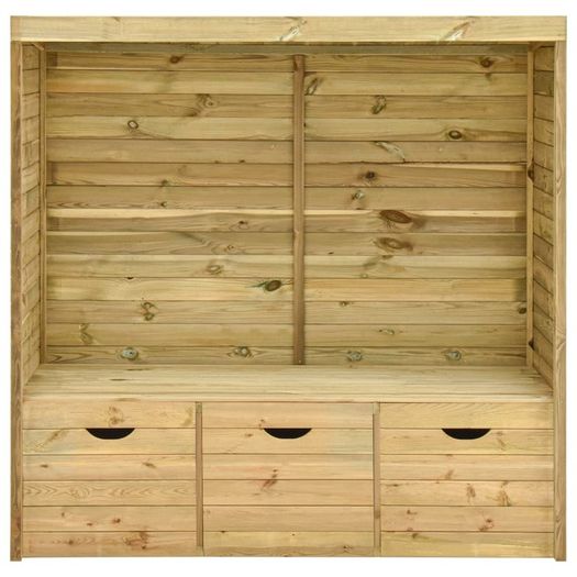 Garden Arbour Bench with 3 Drawers 170 cm Solid Pinewood
