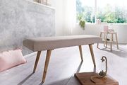 Bench Fabric / Solid Wood Bench Beige 117 x 51 x 38 cm in Retro Style