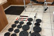 Weight Bench + 50kg Weight, Mats, Bars!