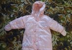 Baby girl warm winter overalls with mittens 100% down filling