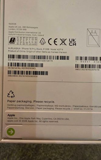 Apple Iphone 18 Pro 512GB IRISH