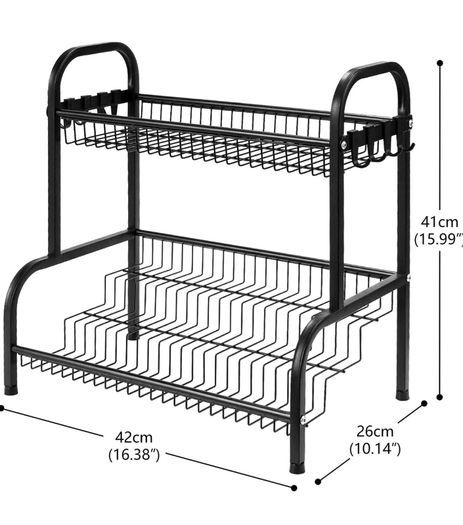 2-Tier Black Metal Countertop Spice Rack / Kitchen Organiser