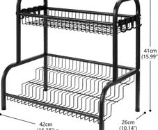 2-Tier Black Metal Countertop Spice Rack / Kitchen Organiser