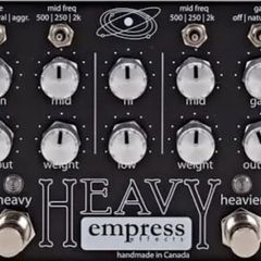 Heavy Empress, distortion guitar pedal and power source.