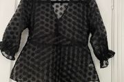 Black Sheer Embroidered Top - Innocence, UK 8